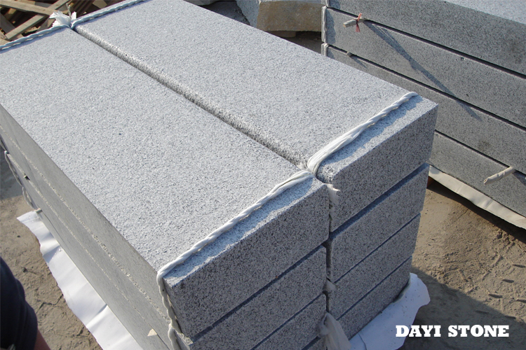 Light Grey Granite G603-10 Stairs all sides Flamed Front edge R2cm 100x38x15cm - Dayi Stone
